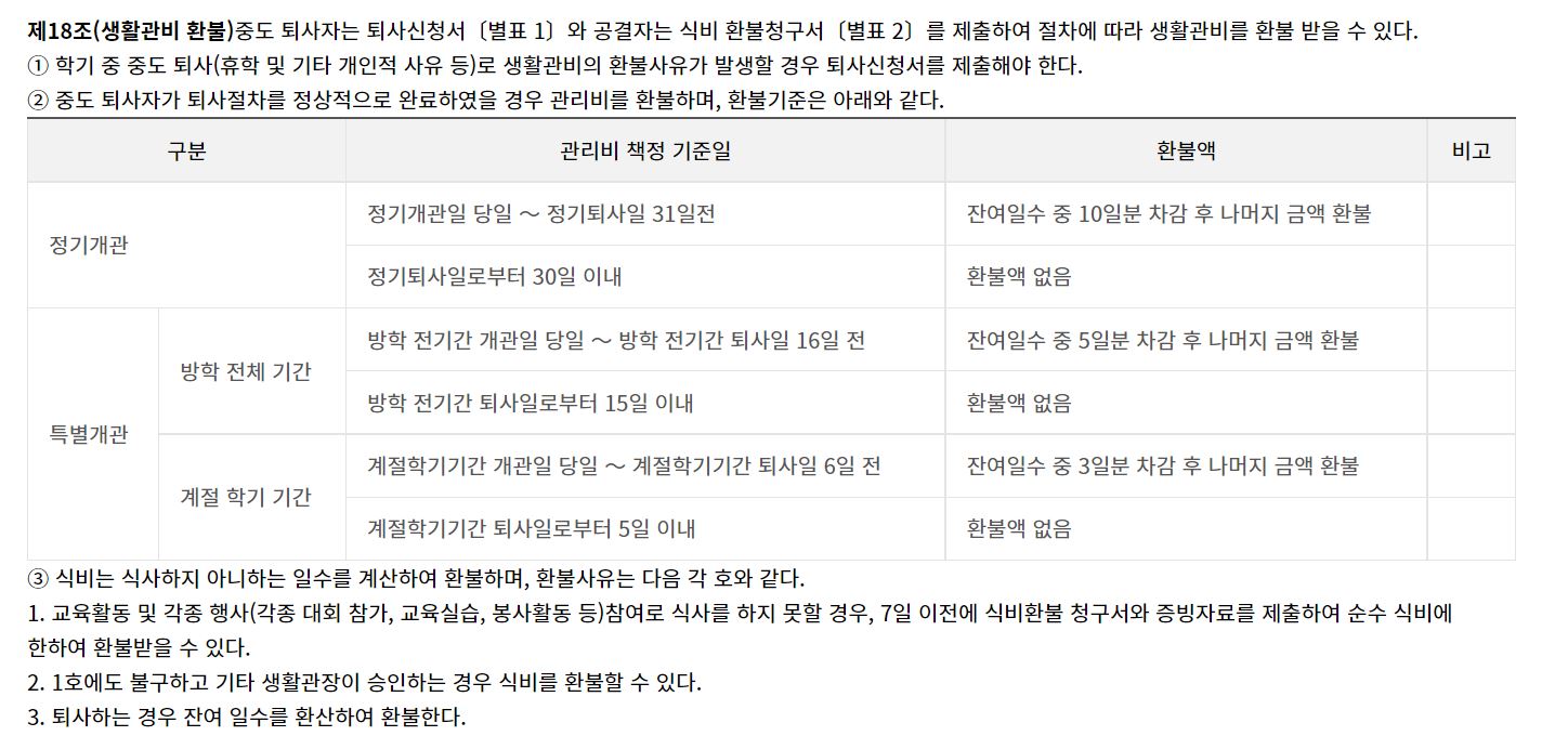 2022학년도 2학기 정기개관 중도퇴사에 따른 환불금 안내